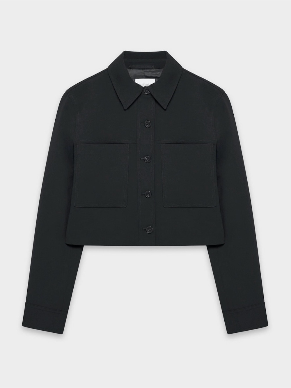 Aritzia Cropped Black Button-Front Jacket